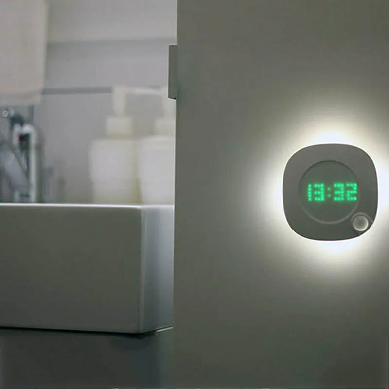Настенные часы с умным датчиком и светодиодный светильник s 2 цвета для дома ночи