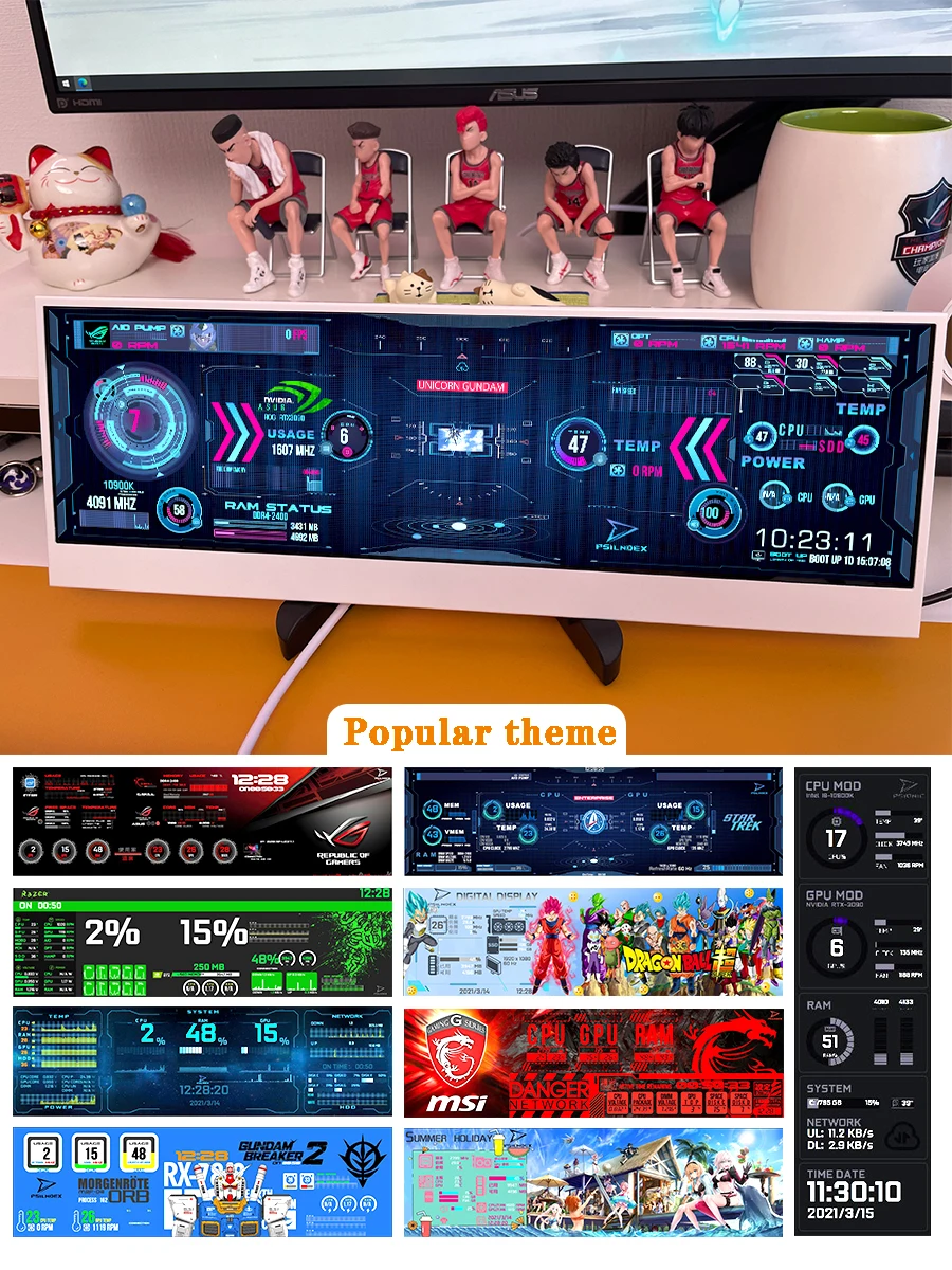Chassis secondary screen aida64 extended ASUS same dual-screen 4K computer desk with DIY 3840x1100 monitor | Электроника