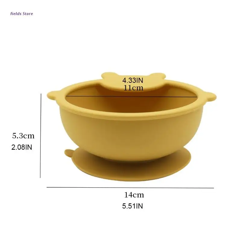 

2 Pcs BPA Free Silicone Waterproof Baby Suction Bowl Training Spoon Set Non-Slip Learning Feeding Food Dish Plate