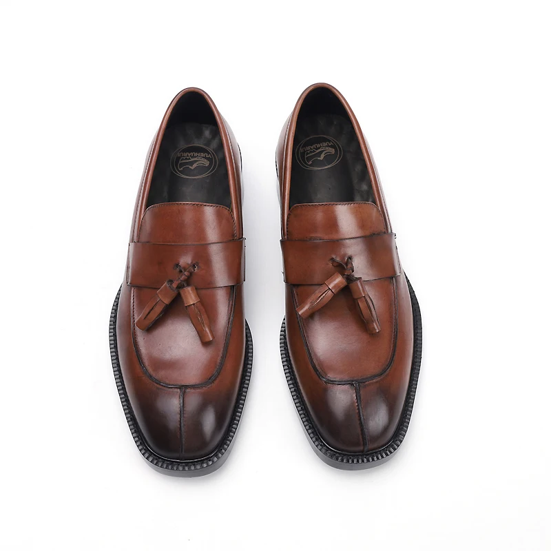 Мужские летние туфли в стиле ретро кожаные ручной работы британском лоферы для