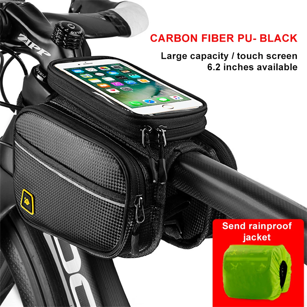 

AUBTEC Bike Front Beam Bag Portable Quick Release Mountain Bike Touch Screen Waterproof Phone Top Tube Bag Cycling Gear Bag