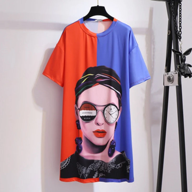 Женские летние модели большого размера повседневное свободное приталенное