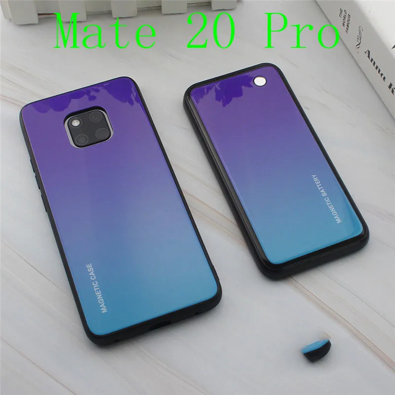 Магнитный беспроводной Чехол-батарея для huawei P30 Pro, тонкий ударопрочный внешний аккумулятор из закаленного стекла для huawei mate 20 Pro, задняя крышка - Цвет: Mate20 Pro-Purple