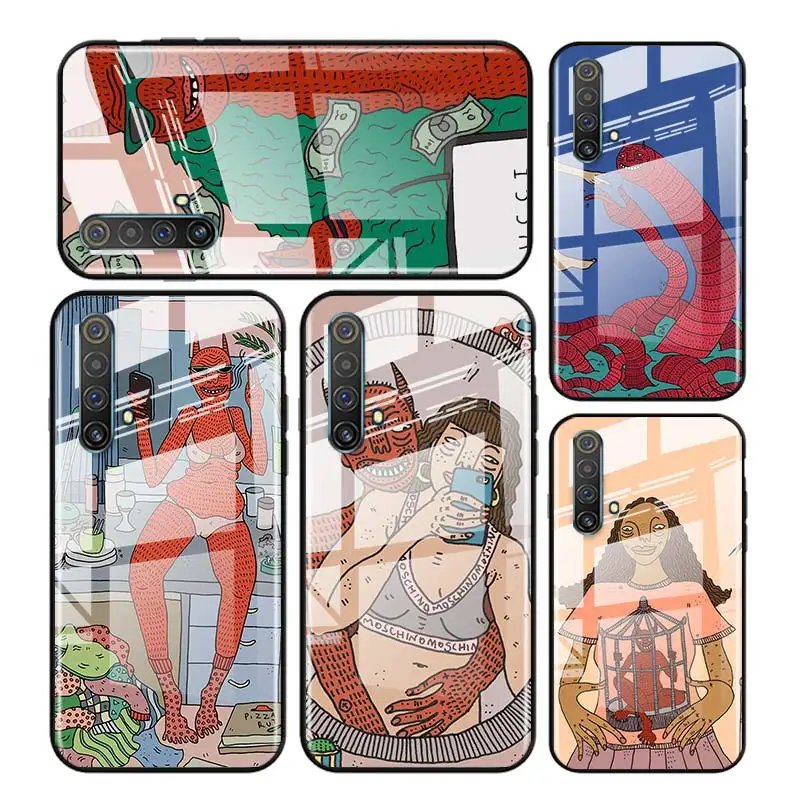 

Tempered Glass Cover Cartoon Polly Nor Art For OPPO A9 2020 A52 Find X2 Lite Realme 7 7i 6 5 Pro C3 XT Phone Case