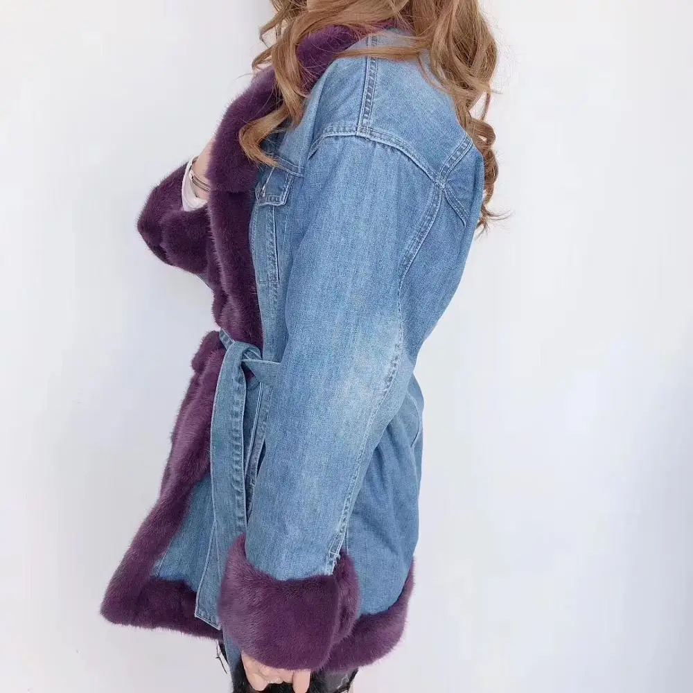 2020 Новая модная зимняя женская парка с воротником из натурального меха норки