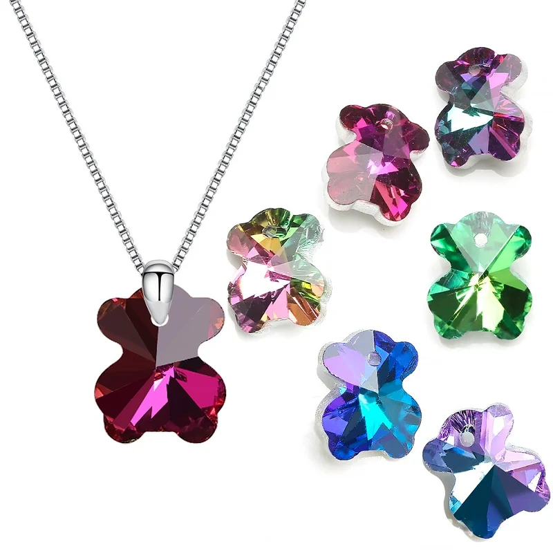 

20Pcs 14mm Dream Crystal Glass Charm High Quality Bear Pendant Loose Beads Jewelry Couple Decoration Holiday DIY Gift