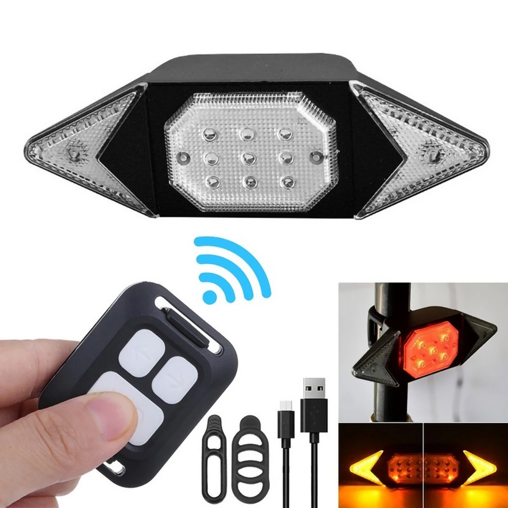 

USB Rechargeable Bicycle Turn Signal Wireless Remote Control Bicycle Tail Light Headlight Mountain Bike Steering Riding Light