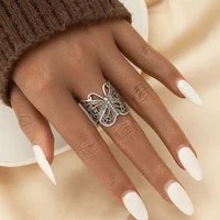 women jewelry butterfly ring delicate design vintage temperament silver plated metal ring for girl lady gifts wholesale