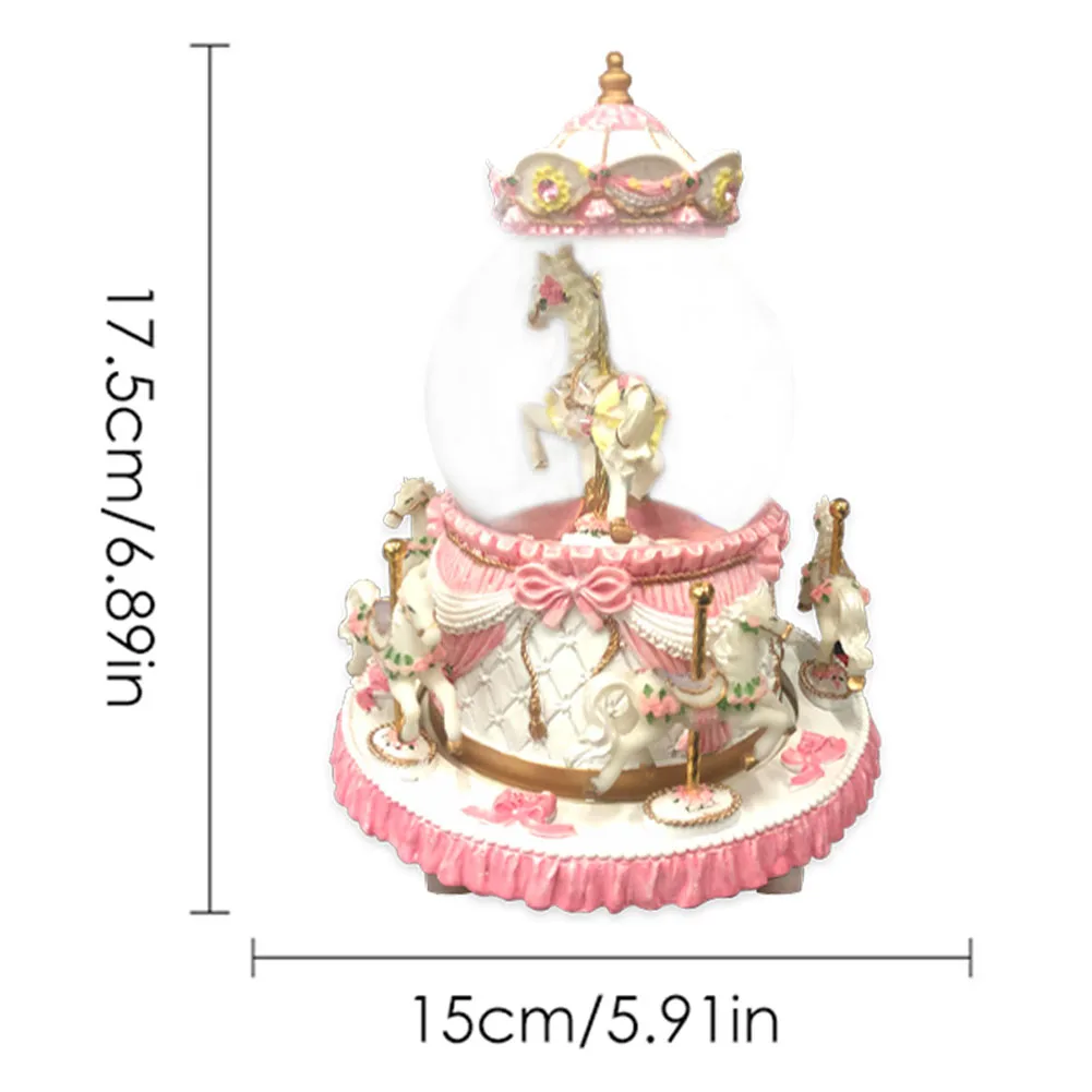 

Romantic Luminous Carousel Music Box With Colorful LED Lights Home Desktop Ornaments Decoration Gift For Children Friend Adults