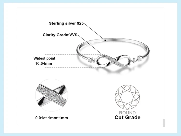 JewelryPalace Crown Infinity Love bracelet 925 Sterling Silver Bangles Bracelets For Women Silver 925 Jewelry Making Organizer