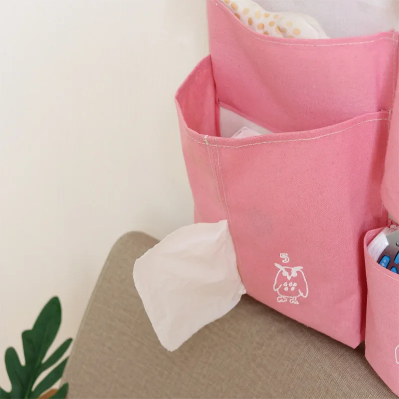 

Cotton Linen Storage Bag Behind The Door Hanging Cloth Organizer Bag Tissue Paper Key Storage Box Waterproof Organizer Container