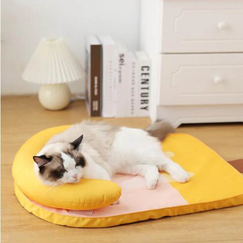 

Real Pet Cat Bed Nest Removable Ice Silk Kennel Stick Breathable Cooling Waterproof Puppy Small For Dog