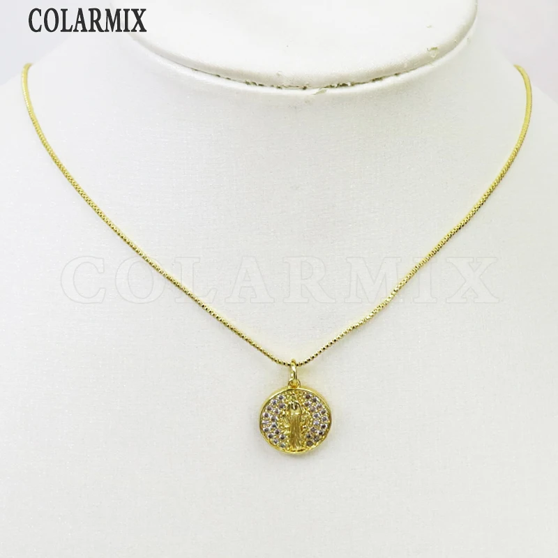 8 шт Циркон Иисус Стиль кулон ожерелье ювелирные изделия аксессуары круглые