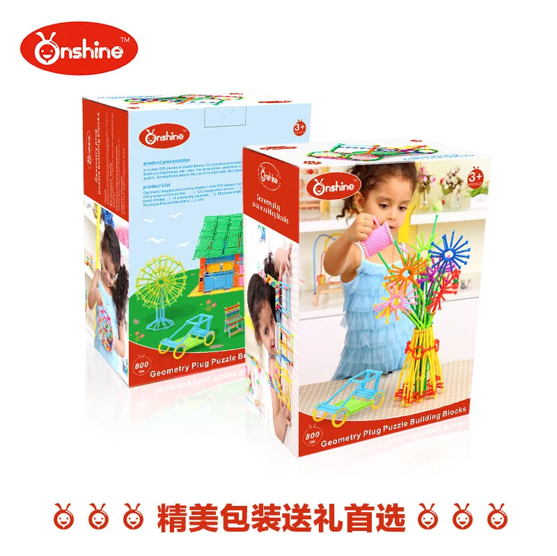 

ONSHINE 800pcs/Set Kindergarten Smart Stick Intellectual Geometry Plug Building Blocks Educational Assembled Toys For Children