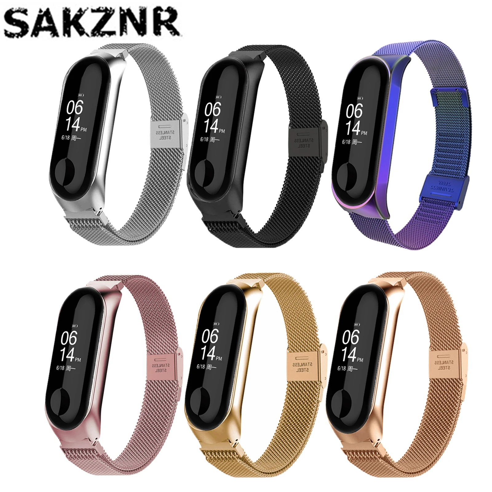 

Ремешок металлический из нержавеющей стали для Xiaomi Mi Band 5, сменный Браслет без винтов для Mi Band 5 4 3