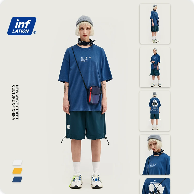 Мужская футболка с коротким рукавом INFLATION повседневная хлопковая в стиле хип хоп