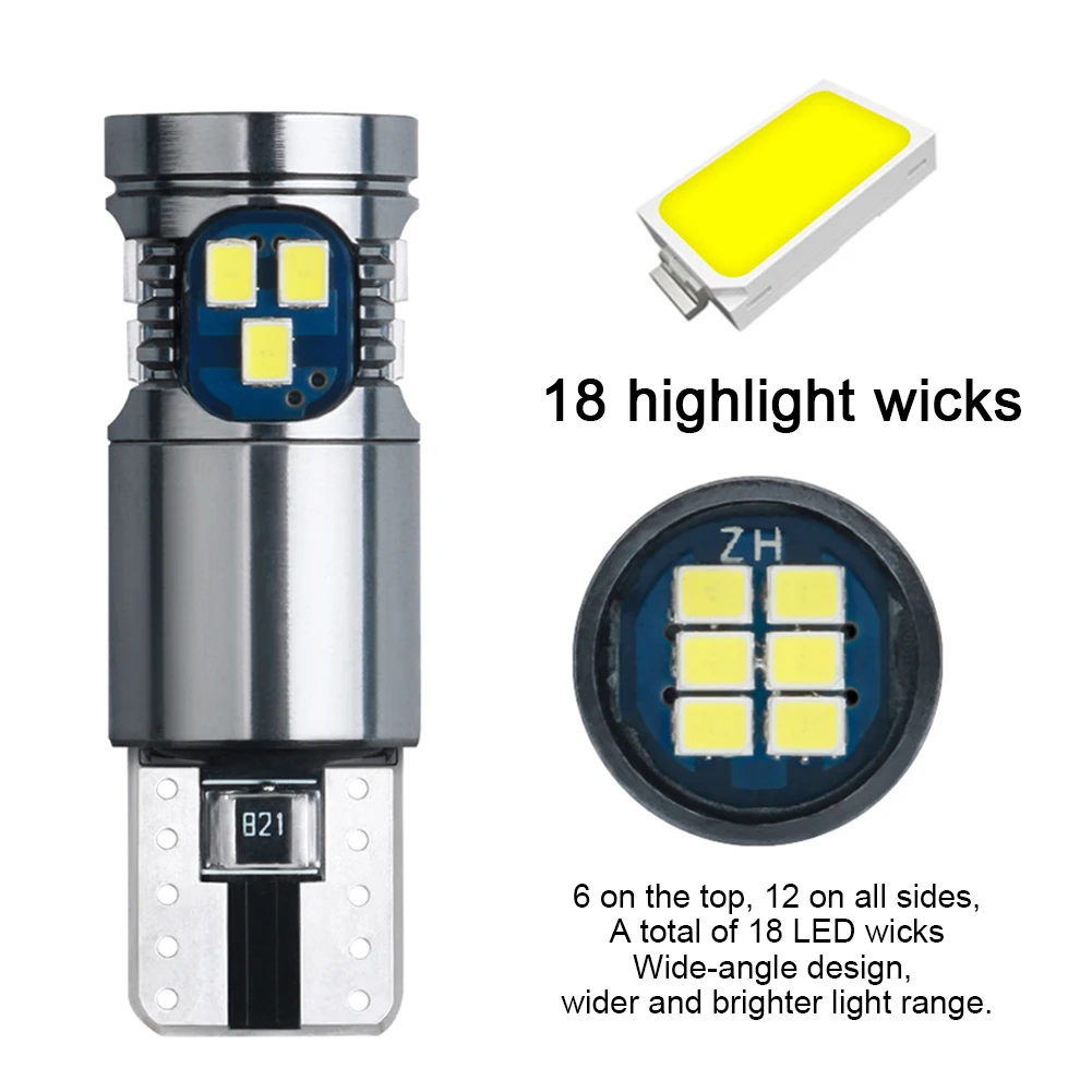 

2Pcs Car Signal Lamp T10 W5W Led Canbus Bulbs 18SMD 2014 Chips W5W 168 194 Car Interior Reading Light Wedge Side Lamps 12V