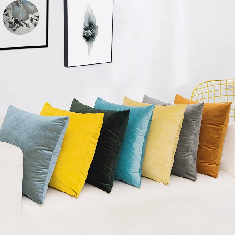 

2021 Minimalist Solid Color Cushion Covers Velvet Plain Cushion Case for Home Office Decoration @LS