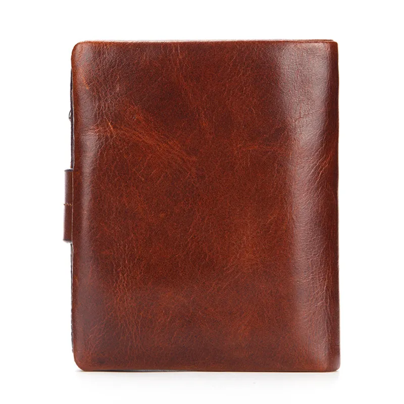 Retro fashion first layer cowhide zipper short coin purse simple casual natural genuine leather Multiple card slots wallet men