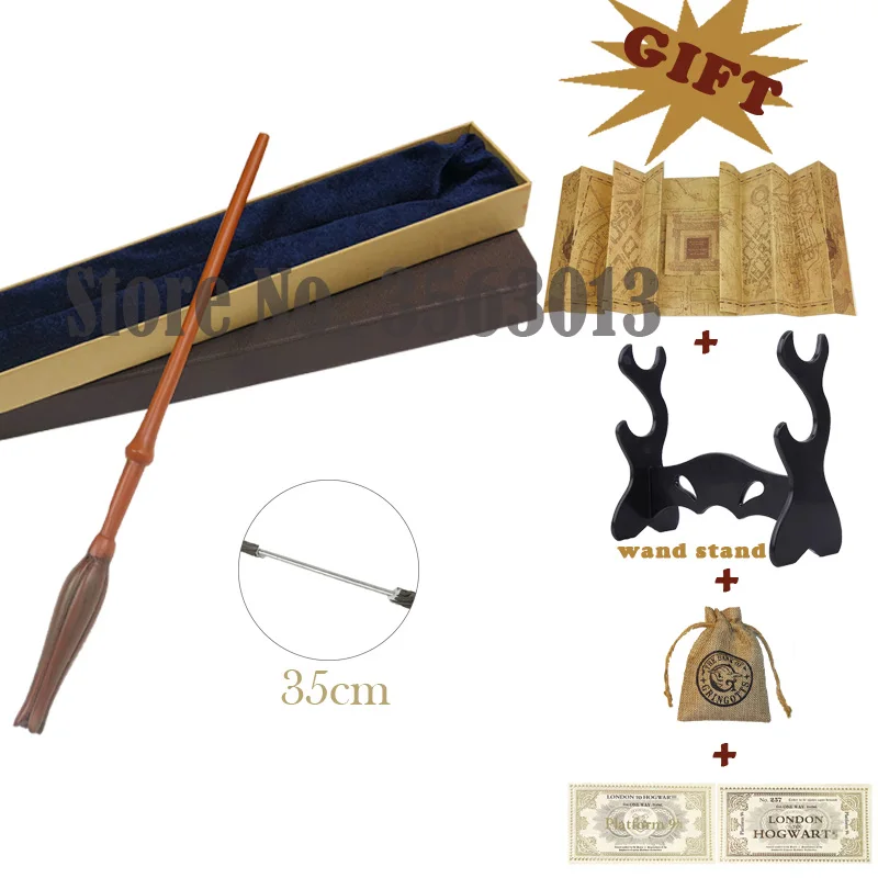 34 kinds of potters hermione metal core magic wands with gringott coin bag marauders map ticket wand rack as gift box pack free global shipping