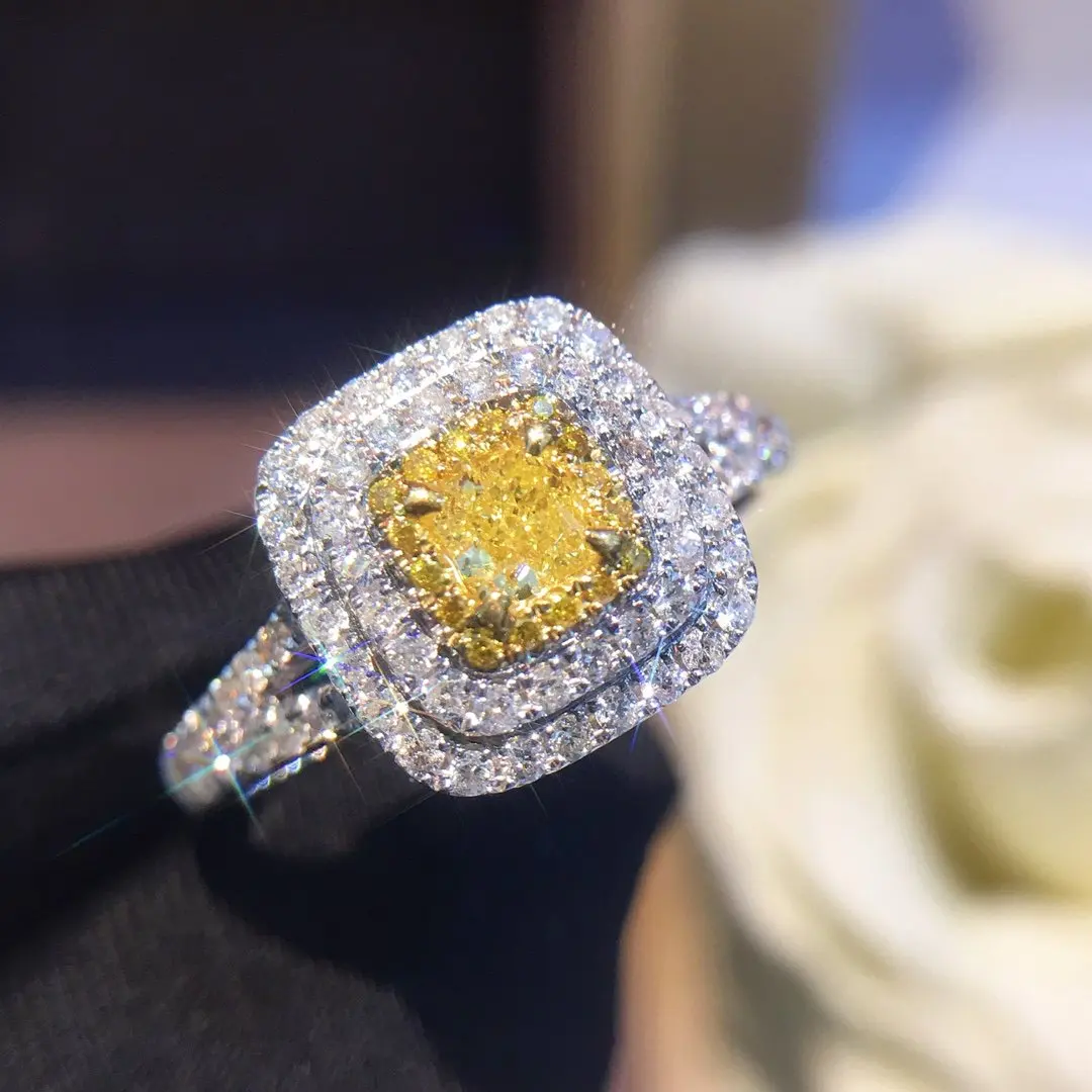 Natural Diamond 18K Gold Pure Ring Beautiful Gemstone Good Upscale Trendy Classic Party Fine Jewelry Hot Sell New 2020 | Украшения и