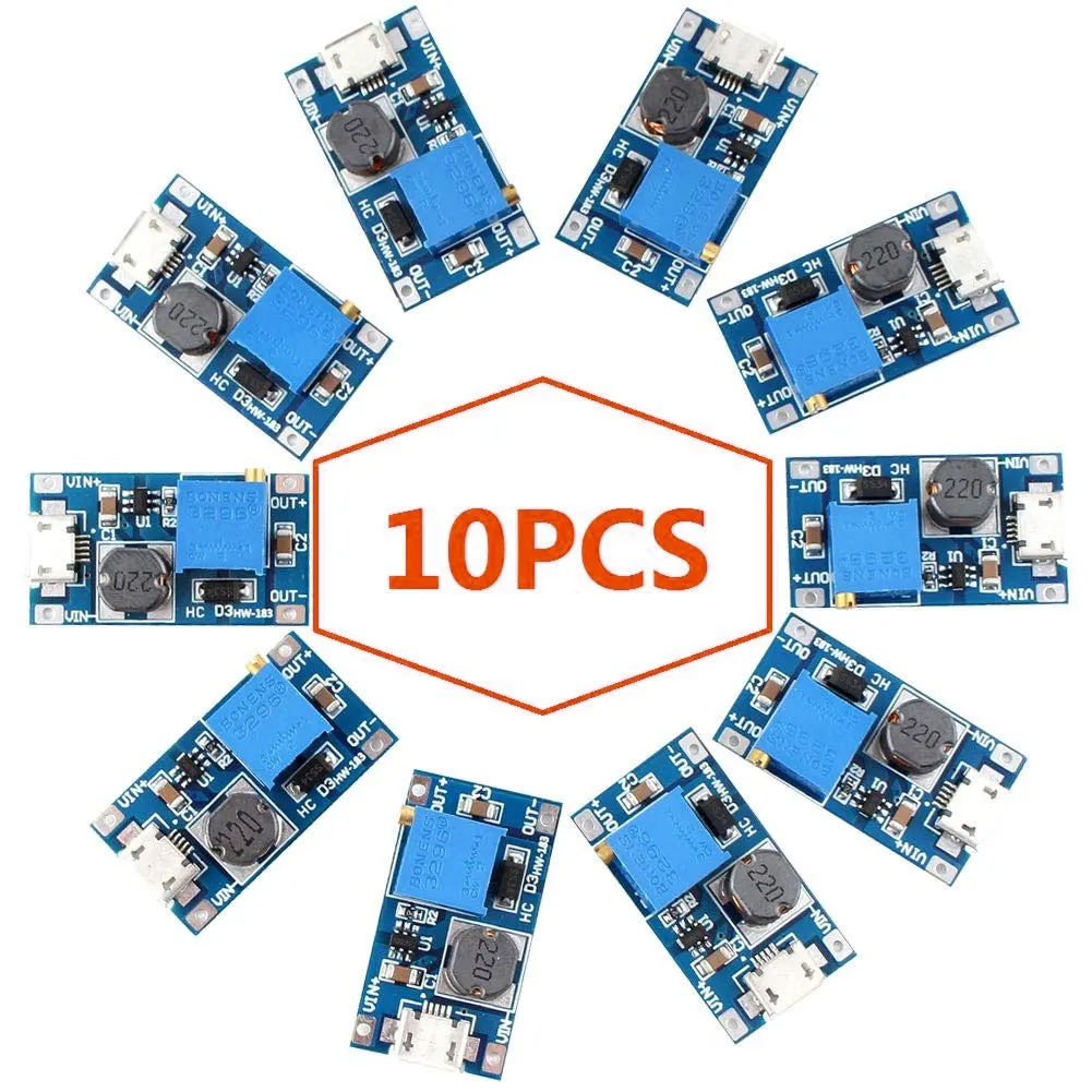 

10PCS Step up Converter DC MT3608 Voltage Regulator Module Board DC 2A Supply Module Boost Converter Power Module Booster