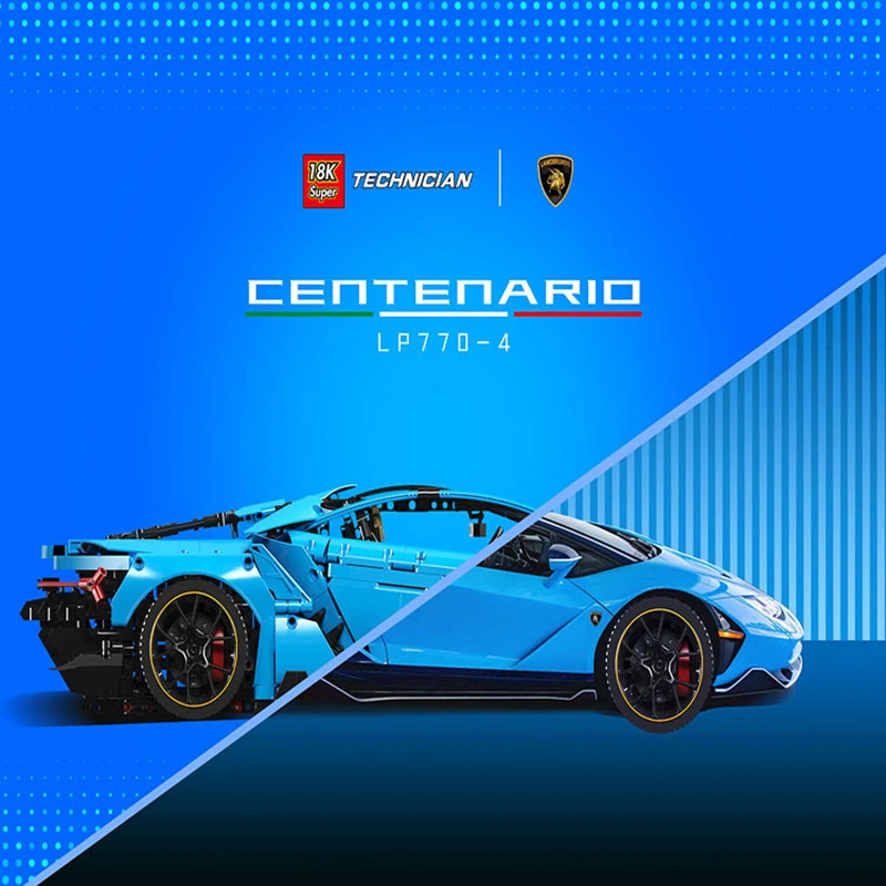 Супер 18k MOC 39933 Lamborghinis 100 лет Centenario 1:8 hypercar Technic гоночный автомобиль строительные