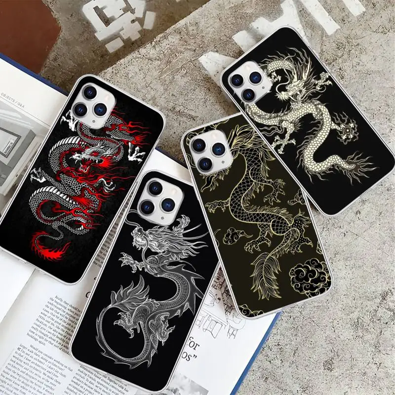 

Chinese Dragon Transparent Phone Case For Xiaomi Redmi K30s Ultra Note 9s 9 Pro Max Mi 10 Lite 11 10T Pro Clear Cover