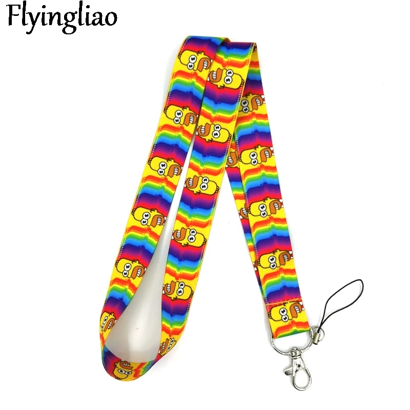 

Funny Cartoon Charaters Rainbow Color Lanyard Badge ID Mobile Phone Rope Key Lanyard Neck Straps Accessories webbings ribbons