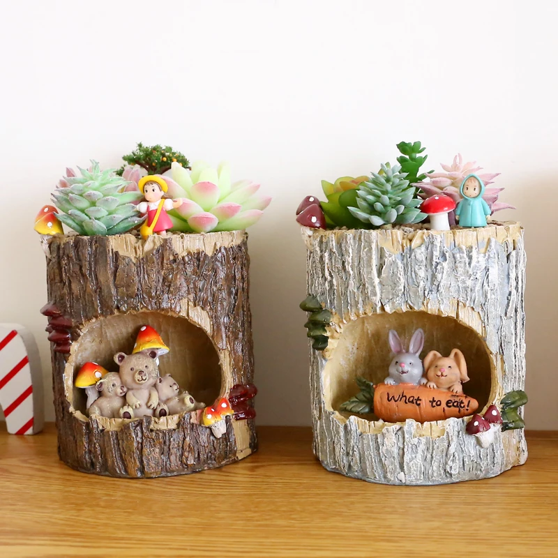 

Creative Flower Pot Resin Tree House Animals Style Succulent Plant Pots for Home Garden Decoration Desktop Ornaments Flowerpot