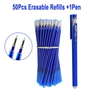 51pcsset erasable gel pen refill rod 0 5mm blue black ink bullet tip penpoint washable handle office school writing stationery