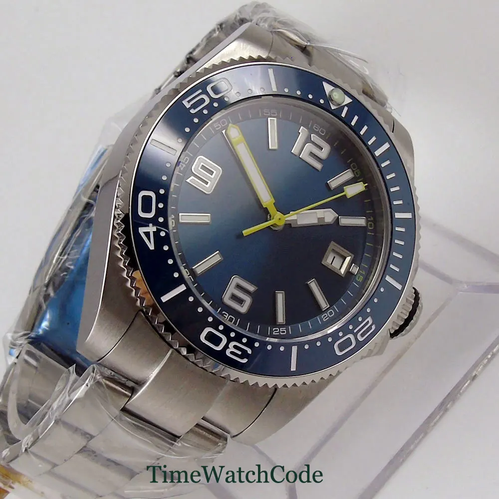 43mm Automatic Men's Watch Miyota8215 Movement Blue Dial Sapphire Glass Date Ceramic Bezel Insert Luminous Oyster Bracelet | Наручные