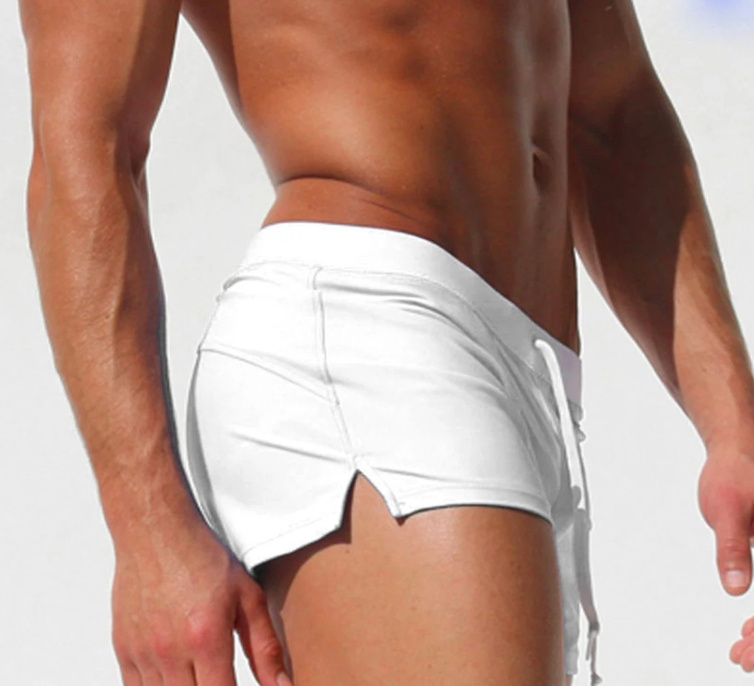 

Mens New Swimwear Hot Swimsuit Sexy Swimming Trunks Briefs Beach Board Breathable Solid Color Running Surffing Sports Shorts