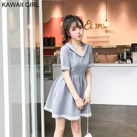japan kawaii sweet soft sister dresses 2020 summer mori girl pleated dress short sleeve sailor collar cotton dresses vestidos