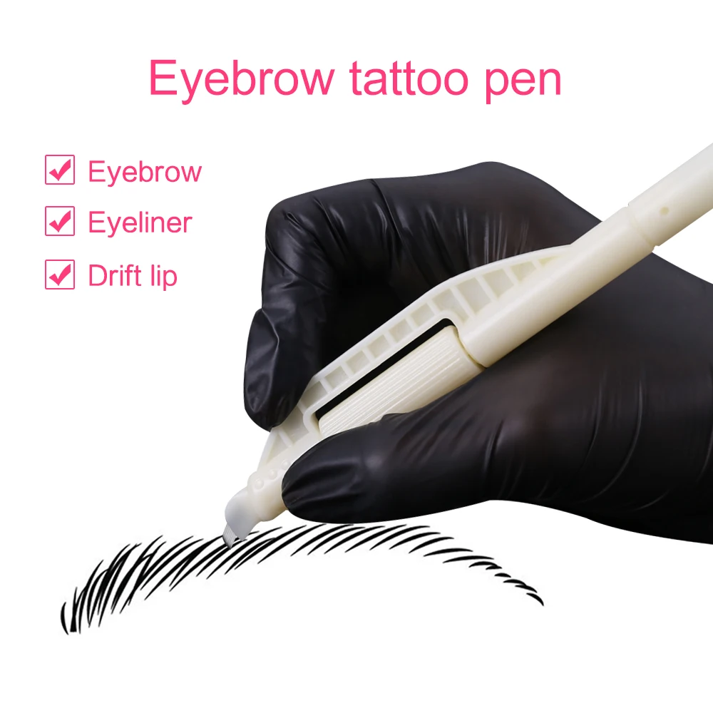 

Professional Permanent Makeup 4 COLOR disposable microblading pens hand tools 0.18mm 14U pins needles embroidery blades