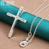 doteffil 925 sterling silver aaa zircon cross pendant necklace 16 30 inch chain for women man fashion wedding charm jewelry