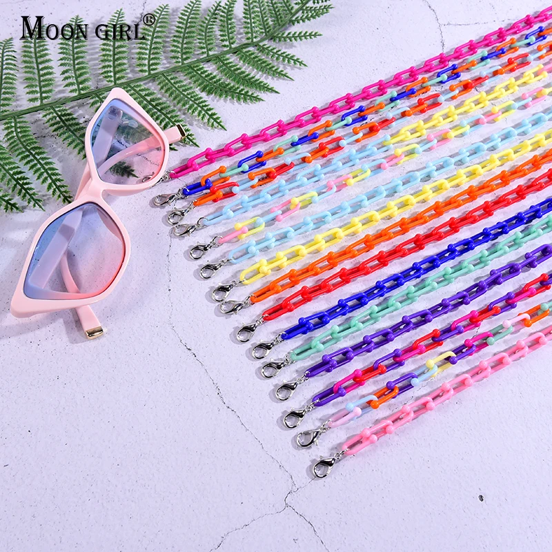 Радужная акриловая U образная цепочка для очков шнурок женская летняя на шею