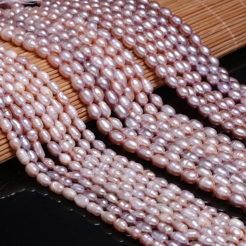 

Natural Freshwater Pearl Beads A / AA / AAA Grade Rice Grain Purple Pearl Beads Simple And Stylish DIY Jewelry Gift Size 5-6mm