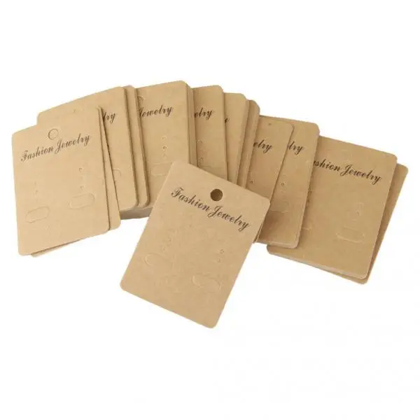 

100pcs Kraft Paper Earring Jewelry Display Cards 6.8cm X 5cm