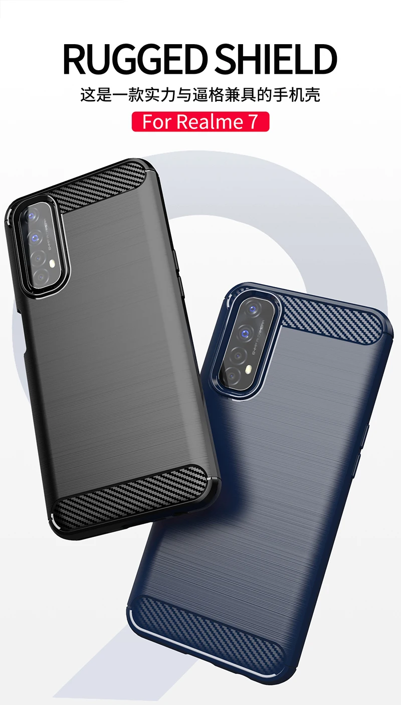 for cover oppo realme 7 case oppo realme 7 7i c17 c11 6 7 pro carbon fiber shell anti knock phone case for oppo realme 7 cover free global shipping