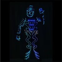 programming dj led costumes tron robot suit full color rgb light outfit glowing men projector colorful mask disco show clothing