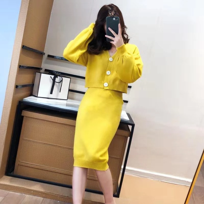 Женский трикотажный комплект из двух предметов элегантный винтажный Кардиган с