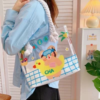 jelly transparent shoulder bags for female waterproof large capacity beach bag cute bear rabbit women kawaii shopping bag wy15