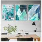 Геометрические бирюзовые холщовые постеры Абстрактное Искусство Холст принты картина в скандинавском стиле настенные картины для гостиной домашний Декор без рамки