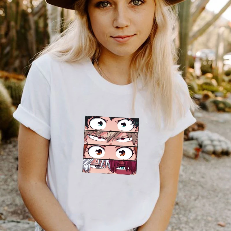 

T-shirt My Hero Academia Cartoon Anime Character Top Korean Fashion Simple Casual Retro Short Sleeve