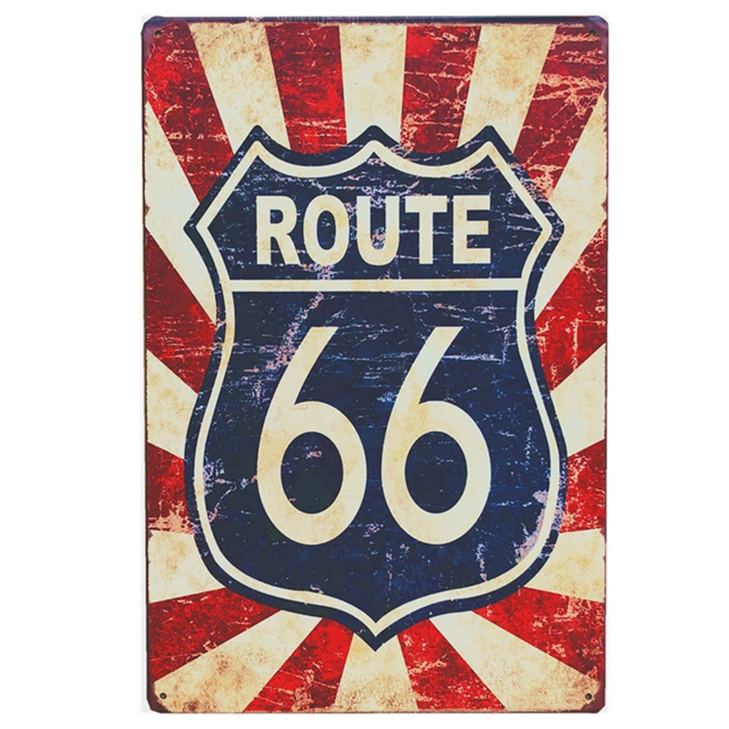 

Route 66 Garage Car Service Decorative Plaques Classic Rusted Vintage Metal Tin Sign Pin Up Wall Sign Motor Car Club Plate Decor