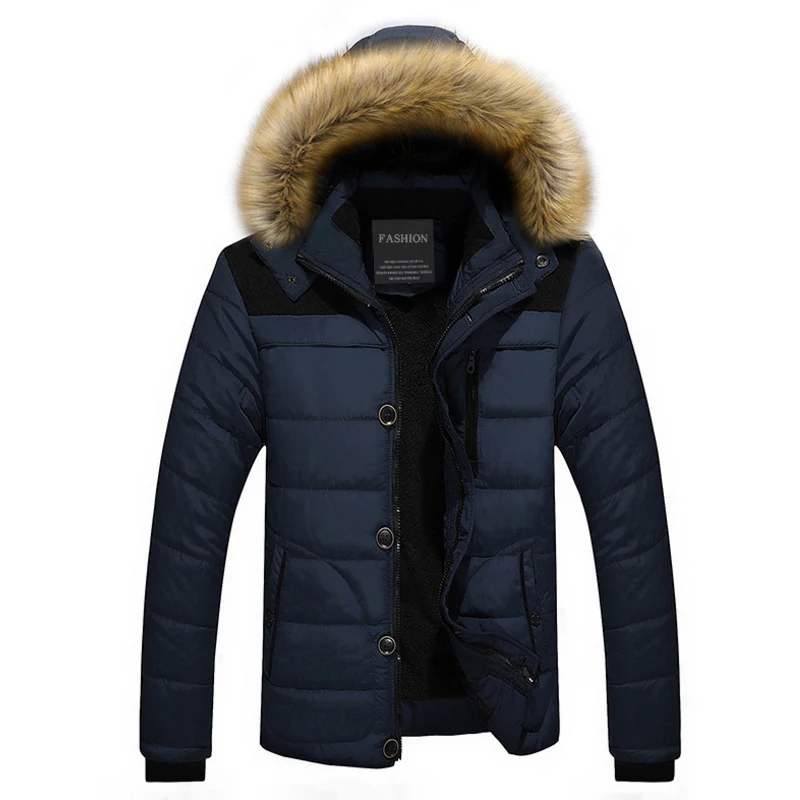 

Winter Parka Men Fur Hooded Thicken Coats Jaqueta Masculina Mens Winter Down Warm Velvet Overcoat Plus Size 5XL 6XL Coat Clothes