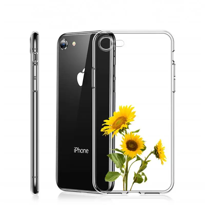 

sunflower Luxury Unique Design Phone Case Transparent for iPhone 6 7 8 11 12 s mini pro X XS XR MAX Plus