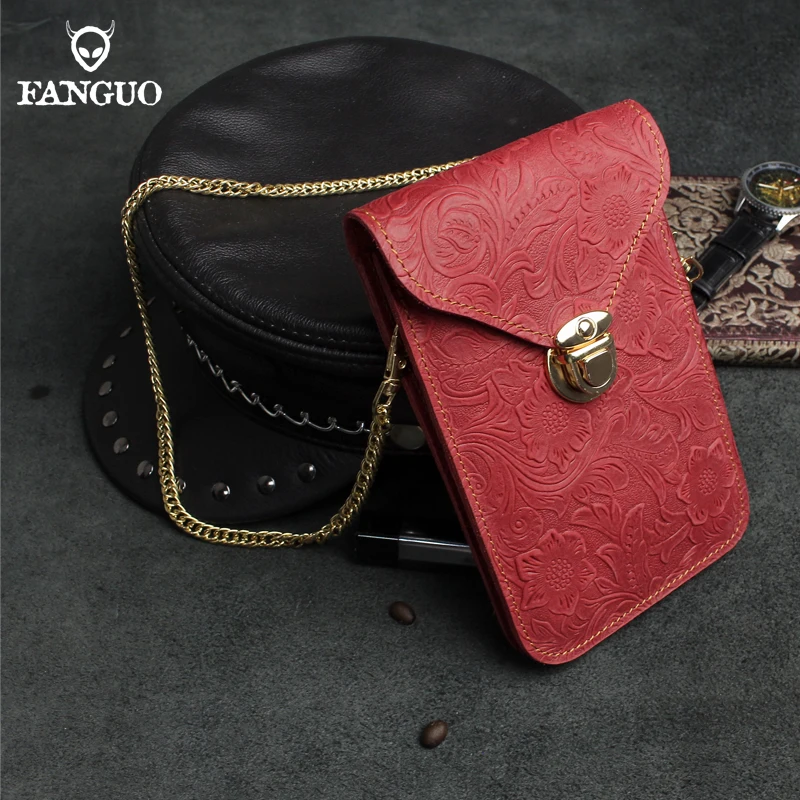 Универсальная сумка для сотового телефона из натуральной кожи с карманом на