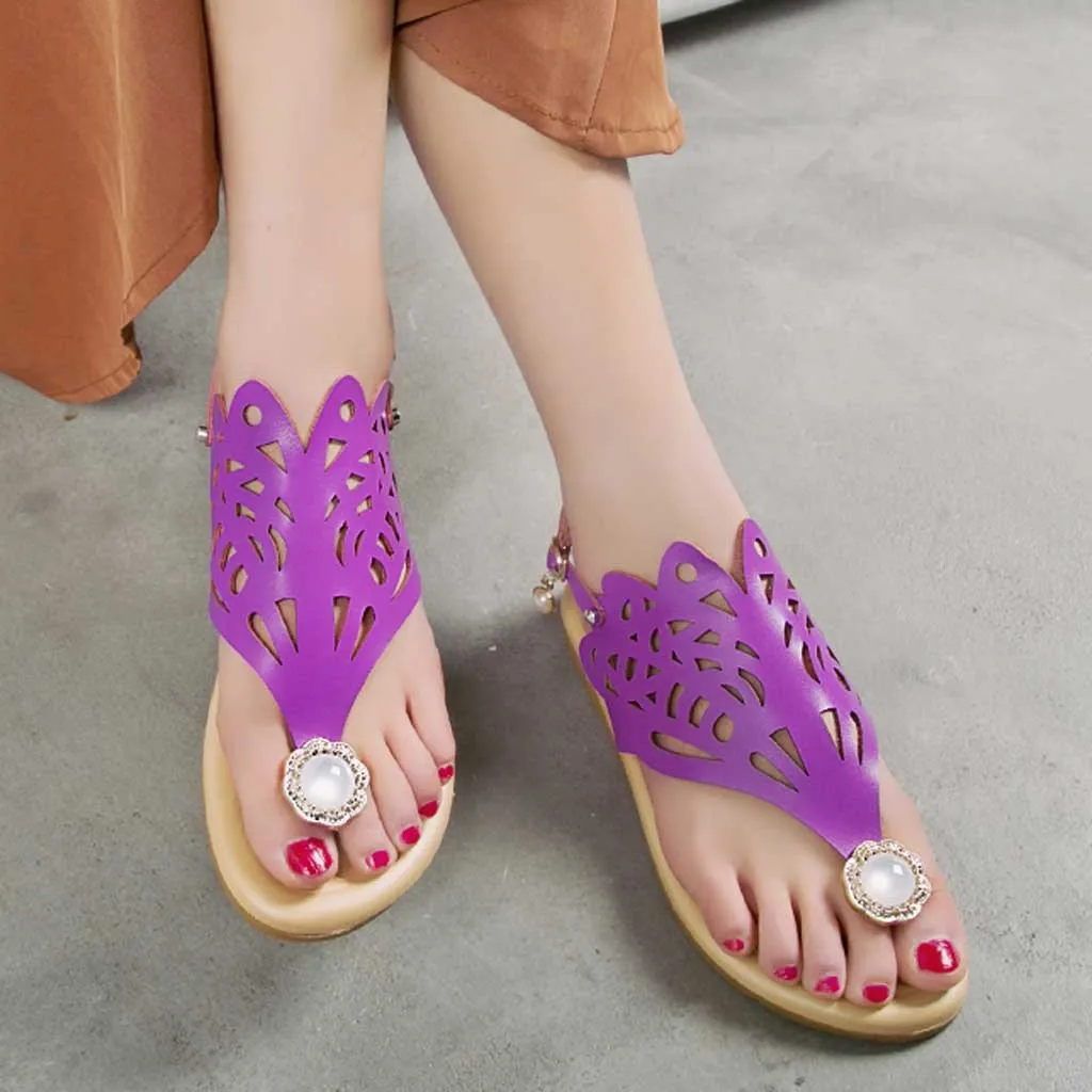 Богемные туфли женские летние сандалии в римском стиле на плоской подошве